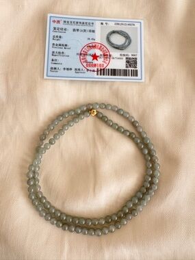 Certified Natural Jadeite Jade Necklace - 6mm Pale Green Jade Beads